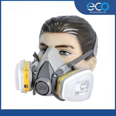 Bộ mặt nạ phòng độc 3M 6100/6200 với phin lọc 6003 kết hợp tấm lọc bụi 5N11 cùng nắp giữ 501 (7 món)