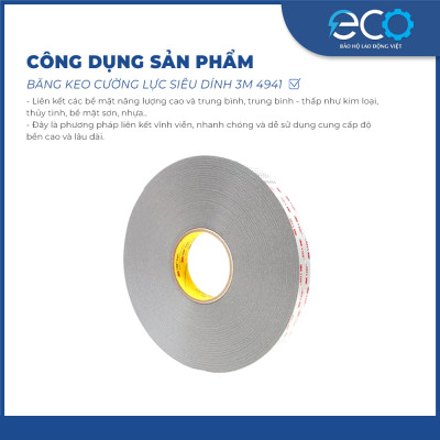 Băng keo cường lực siêu dính 3M 4941 (12mm x dài 4.5m) màu xám
