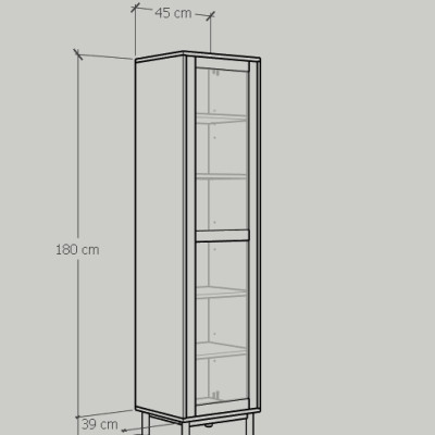 [Happy Home Furniture] CATY , Kệ sách 6 tầng  cửa kính size nhỏ - chân sắt ,  45cm x 40cm x 180cm (DxRxC), KSA_018