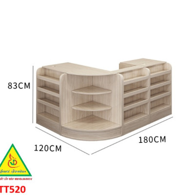 Quầy tính tiền, Bàn thu ngân cho cửa hàng tiện lợi, siêu thị mini, shop QTT520 - Nội thất lắp ráp Viễn Đông ADV