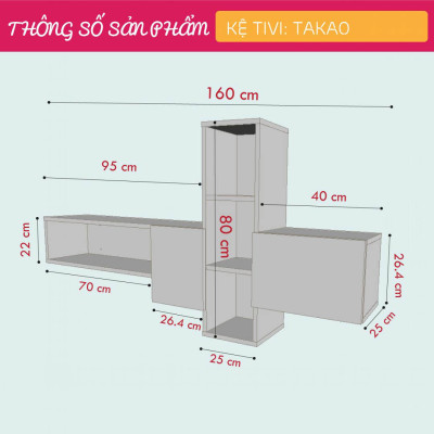 Kệ treo tường để tivi SMLIFE Takao