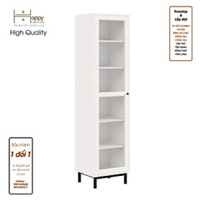 [Happy Home Furniture] CATY , Kệ sách 6 tầng  cửa kính size nhỏ - chân sắt ,  45cm x 40cm x 180cm (DxRxC), KSA_018