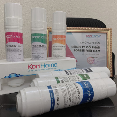Bộ 8 lõi lọc Korihome chính hãng đầy đủ cho máy WPK-606 hệ lõi cắm nhanh