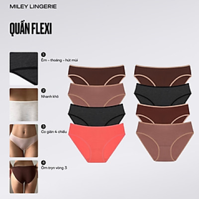 Combo 8 Quần lót nữ Flexi màu basic co giãn Miley Lingerie BCS40