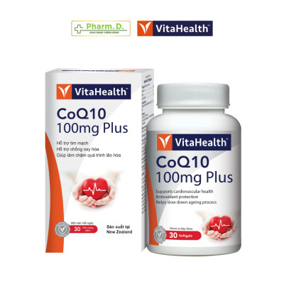 Viên Uống VITAHEALTH CoQ10 100mg Plus Hỗ Trợ Sức Khỏe Tim Mạch Hỗ Trợ Huyết Áp ( Hộp 30 Viên)