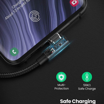 Ugreen UG20857US176TK 2M 2 đầu bẻ góc 90 độ cáp usb type C ra A mạ Nickel đầu bọc nhôm chống nhiễu - HÀNG CHÍNH HÃNG