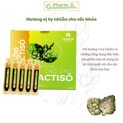 Cao ống Atiso không đường Ladophar Lado Actisô giải độc gan thanh lọc cơ thể - Hộp 10 ống x 10ml