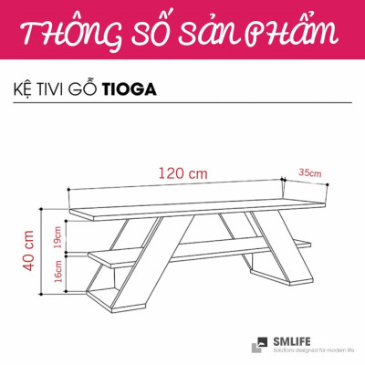 Kệ để tivi phòng ngủ bằng gỗ SMLIFE Tioga