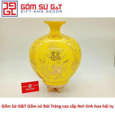 Bóng hút tài lộc 4 mùa sung túc vẽ vàng kim Gốm Sứ G&T
