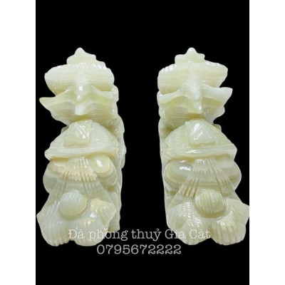 Cặp tỳ hưu đá xanh ngọc onyx pakistan 5 đuôi phong thuỷ 20cm