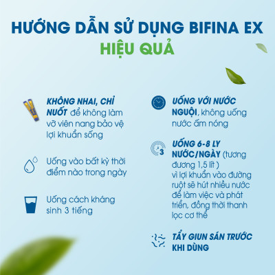 Men vi sinh Bifina Nhật Bản, Loại EX 60 gói - Dành cho người viêm đại tràng, rối loạn tiêu hoá, ruột kích thích