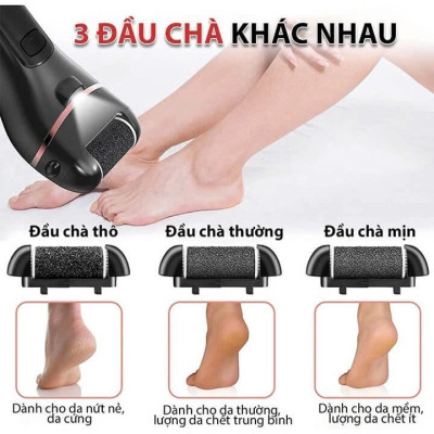 Máy Chà Gót Chân, Mài Gót Chân, Tẩy Da Chết Cao Cấp - Có Tích Điện, Tặng Kèm 3 Đầu Mài Thạch Anh 2 Chế Độ Mịn Da Quà Tặng Phụ Kiện 10 Món Cho Tiệm Nail Cá Nhân Nam Nữ Tại Nhà Văn Phòng - Giao Màu Ngẫu Nhiên