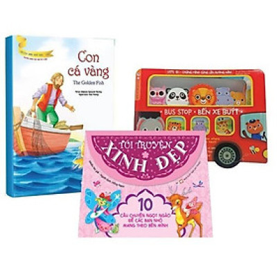 Sách - Bộ Sách Dành Cho Bé Gái Từ 0-3 Tuổi: Bus Stop - Bến Xe Buýt + Túi Truyện Xinh Đẹp Màu Hồng + Con Cá Vàng