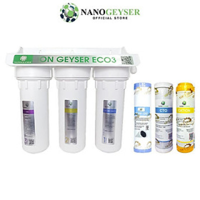 Bộ tiền lọc Ion Kiềm Nano Geyser ION ECO 3, Bộ tiền xử lý cho máy Ion Kiềm, Bảo hành 5 năm - Hàng chính hãng