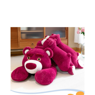 Thú nhồi bông gấu dâu nằm tay dài mẫu mới - Size từ 70cm đến 1m3 - Quà tặng gấu bông lotso dâu nằm màu đỏ ôm ngủ mặt cưng đáng yêu