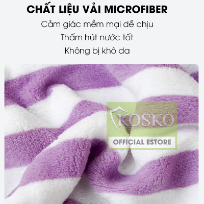 Bộ 2 khăn tắm khổ lớn microfiber KOSKO kích thước 70x140cm và 35x75cm siêu thấm hút không rụng lông