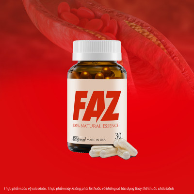 Viên uống FAZ điều hòa mỡ máu, hỗ trợ kiểm soát tăng huyết áp và các bệnh tim mạch (30 viên)
