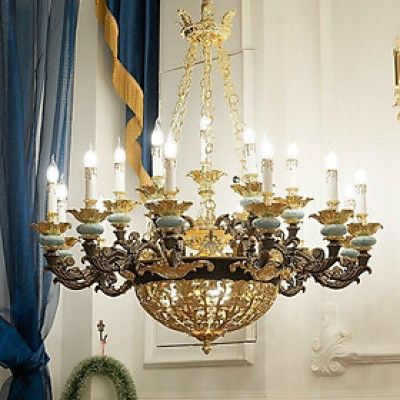 Đèn chùm ASTER kiểu dáng sang trọng 15 tay trang trí nhà cửa cao cấp - kèm bóng LED chuyên dụng.