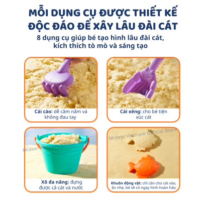Đồ chơi xúc cát cho bé trai bé gái đi biển Mideer Versatile Beach Play Set Castle of Soldier