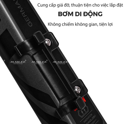 Bơm Xe Đạp Mini Dạng Đứng Áp Suất Cao 120psi B-2729 Thân nhôm gắn sườn xe tương thích Van Xe Phổ Thông và Van Nhọn (có kèm pad gắn) - Mai Lee