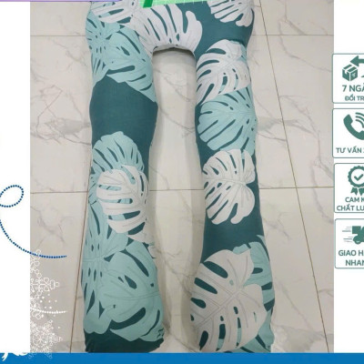 Gối ôm chữ U vỏ cotton satin Hàn Quốc cao cấp 120cm bông gòn mềm êm cho mẹ ngủ ngon - Giao họa tiết ngẫu nhiên
