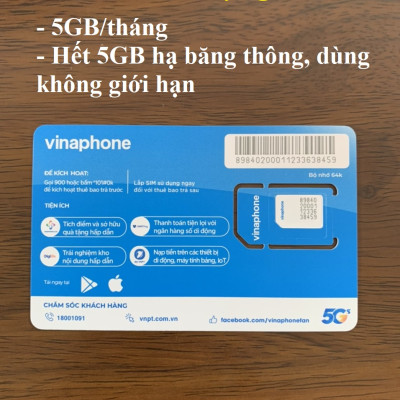 SIM 4G VINAPHONE TRỌN GÓI 1 NĂM - CHỌN LOẠI: 2GB/ngày, 6GB/ngày, 500GB/tháng - Hàng chính hãng