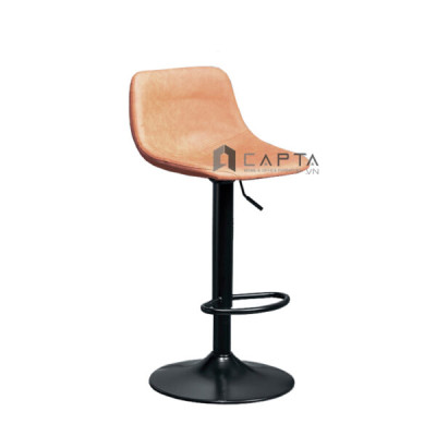 Ghế quầy bar có lưng CB2272A Nội thất Capta Ghế bar quầy đảo bếp nệm pvc có lưng tựa chân đen tăng giảm HCM