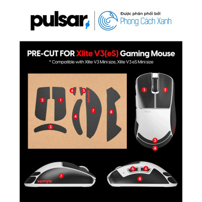 Miếng dán chống trượt Pulsar Supergrip - Grip Tape Precut for Xlite V3 / Xlite V4 Size Mini - Hàng Chính Hãng