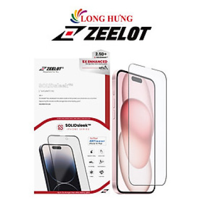 Dán màn hình cường lực Full viền chống tia xanh Zeelot SOLIDsleek dành cho iPhone 15 Pro Max/15 Pro/15 Plus/15/14/13 - Hàng chính hãng