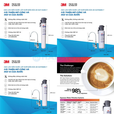 Máy Làm Mềm Nước 3M SGP124BN-T, SGP165BN-T, SGP195BN-T SCALEGARD PRO Chuyên Dùng Cho Máy Pha Cà Phê - Hàng Chính Hãng 3M