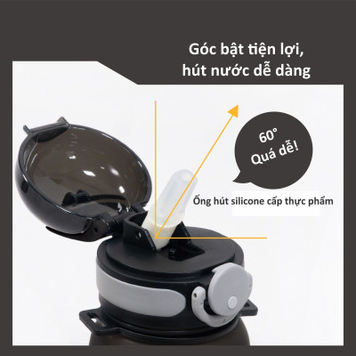 Bình nước cho bé 2 tuổi KU.KU Duckbill nhựa Tritan cao cấp 600ml ku5621