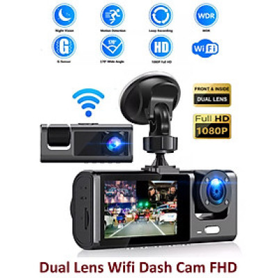 Camera Hành Trình Wifi 2 Mắt Màn Hình IPS FHD 1080P 30fps IR/Mic Kết Nối Android/iOS