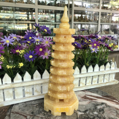 Tháp văn xương 9 tầng phong thủy đá ngọc hoàng long - Cao 28 cm