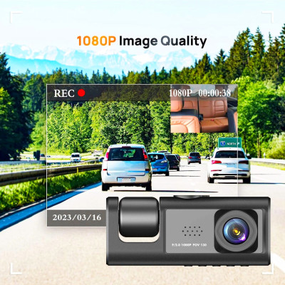 Camera Hành Trình Wifi 2 Mắt Màn Hình IPS FHD 1080P 30fps IR/Mic Kết Nối Android/iOS