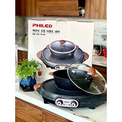 BẾP LẨU 2 NGĂN KÈM NƯỚNG PHILEO PH-366 Hàn Quốc Hàng Chính Hãng