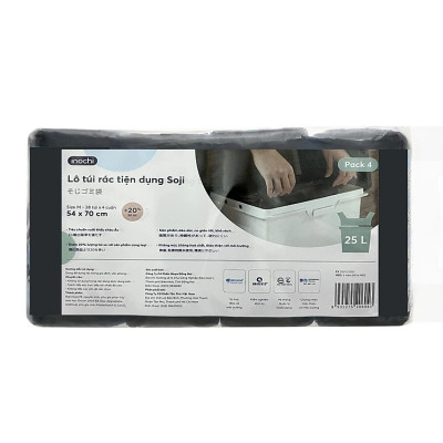 Lô 4 cuộn túi rác tiện dụng Inochi - Soji : 25 Lít (54 x 70cm)