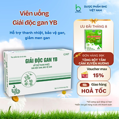 Viên Uống Giải Độc Gan YB  Hỗ Trợ Thanh Nhiệt, Giải Độc Gan, Bảo Vệ Gan - Hộp 30 viên