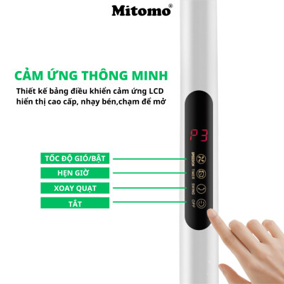 Quạt Cây Đứng Mitomo FCE-60 có điều khiển từ xa, hẹn giờ hàng chính hãng