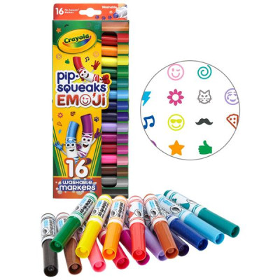 Hộp 16 Bút Lông Màu Pip Squeaks Emoji - Dễ Tẩy Rửa - Crayola 588717
