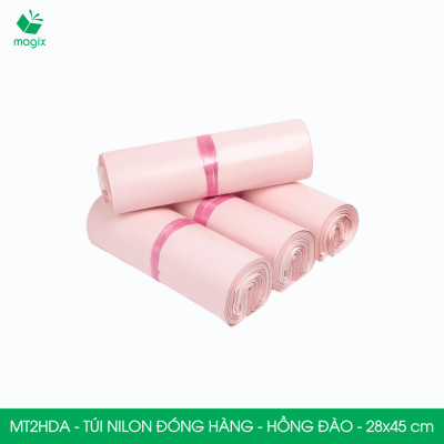 MT2HDA - 28x45 cm - Túi nilon gói hàng - 100 túi niêm phong đóng hàng màu hồng đào