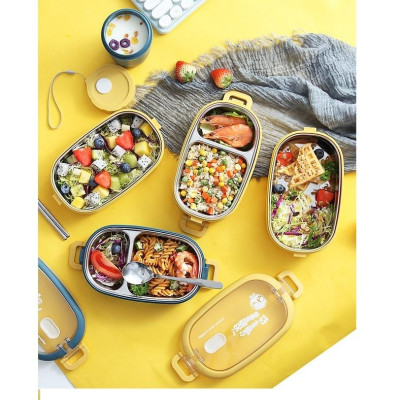 Hộp Cơm Giữ Nhiệt 2 Tầng Lõi INox 304 Cao Cấp/Hộp Cơm Văn Phòng - tặng kèm túi giữ nhiệt