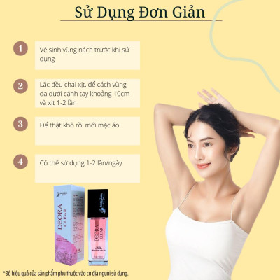 COMBO 4 Lọ Xịt Khử Mùi DEORA CLEAR Quyên Lara 50ml, Khử Mùi Hôi Nách, Ngăn Tiết Mồ Hôi