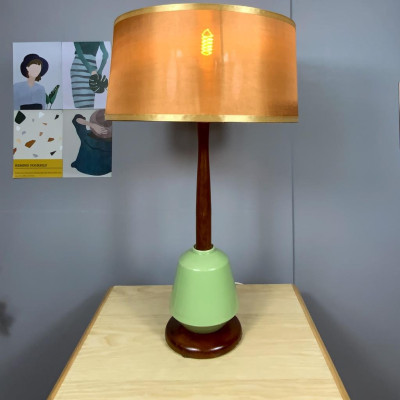 Đèn bàn gỗ bầu trời sao Gỗ tự nhiên, gốm Bát Tràng, vải voan kim tuyến