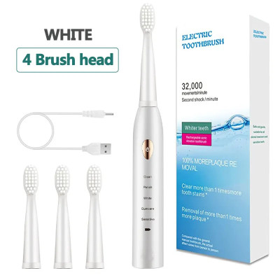 Bộ Bàn Chải đánh răng điện Tự động 5 Chế Độ, Công Nghệ Sóng Âm Sonic Kèm 4 đầu Bàn chải Electric Toothbrush Hàng chính hãng