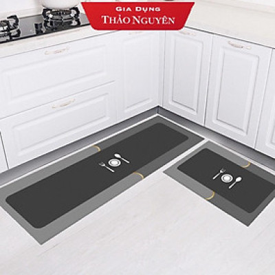 Combo Thảm Lót Sàn ,Thảm Nhà Bếp Siêu Mềm, Thấm Hút Nhanh Chất Liệu Silicon Chống Trơn Trượt (120 x 40cm và 60 x 40cm)