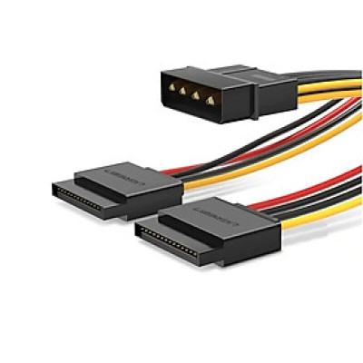Cáp nguồn SATA 4 Pin sang 2 cổng SATA 15 Pin Splitter 20cm UGREEN USB50398Us127 Hàng chính hãng