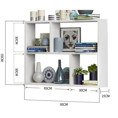Kệ Sách Treo Tường Chữ Nhật Kết Cấu Giấu Chân Tundo CTKT07-80 KT 80 x 65 x 15cm
