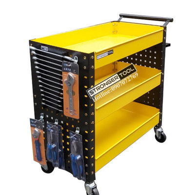 XE ĐẨY DỤNG CỤ 3 NGĂN 2 TẤM HÔNG DÙNG CHO GARARE TIỆM SỬA XE MÁY