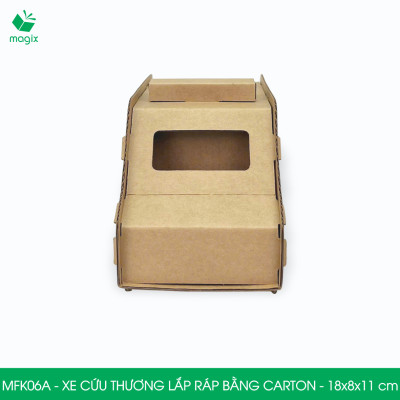  MFK06A - Xe cứu thương carton - 18x8x11 cm - Đồ chơi lắp ráp mô hình từ bìa carton cứng cao cấp