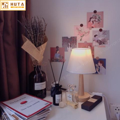 Đèn Ngủ Gỗ HUTA Light For Life G2 Chao Nón Vintage Dễ Thương, Decor Trang Trí Phòng Ngủ, Điều Chỉnh Độ Sáng, Bóng Led Sáng Vàng Tiết Kiệm Điện